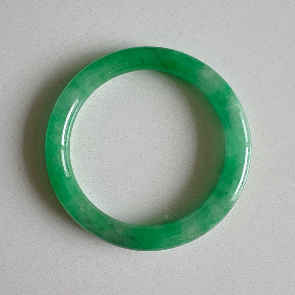 Size 55mm certified jade bangle, natural Burmese jadeite round bangle 80153